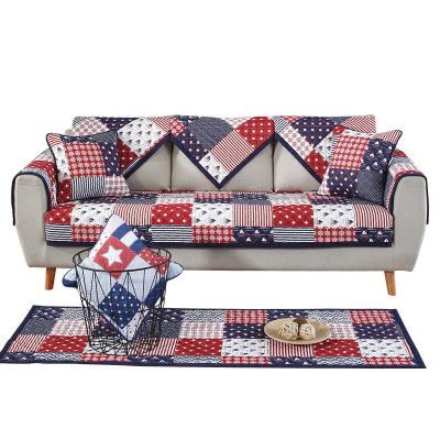 美帮汇全棉布艺沙发垫防滑简约现代四季通用客厅纯色坐垫组合沙发罩巾套