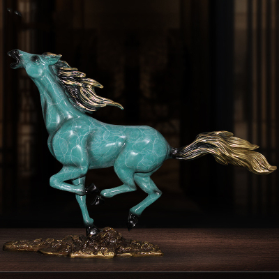 慕洛奇《一马当先》全铜骏马摆件装饰工艺品店铺开业创意礼品招财客厅书房茶室中式办公室摆件送礼物生意古典吉祥艺术喜庆摆件