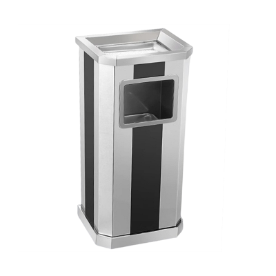 迅迈 黑条不锈钢侧开 不锈钢酒店宾馆大堂垃圾桶灭烟桶带烟灰缸吸烟桶电梯口走廊立式桶