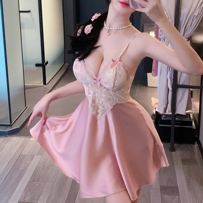 长夜漫漫情趣内衣性感诱惑蕾丝睡裙纯欲风睡衣深V露背装qqny1215