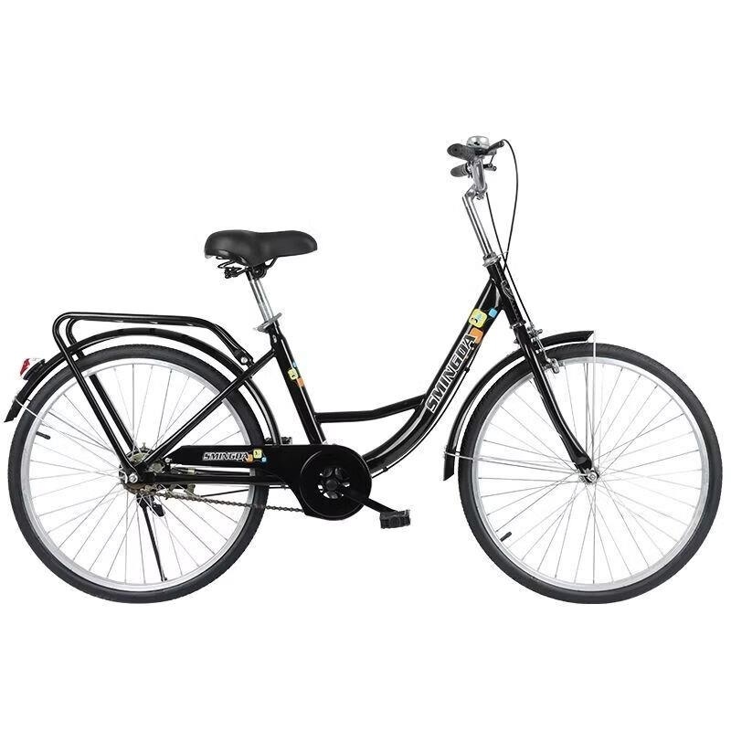 自行车女式轻便实心胎免充气普通代步通勤复古上班大人单车