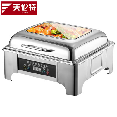 芙伦特 厨房保温售饭机保温餐炉 数显温控正方形液压餐炉不锈钢透视窗口智能触控布菲炉 FLT-GT-JSWBFLZ-6