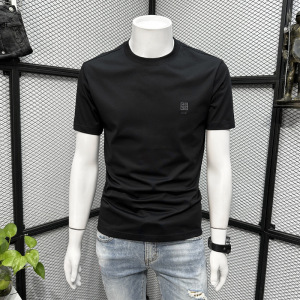 男士短袖T恤夏季2026新款潮流休闲圆领半截袖潮流修身丝光棉体恤