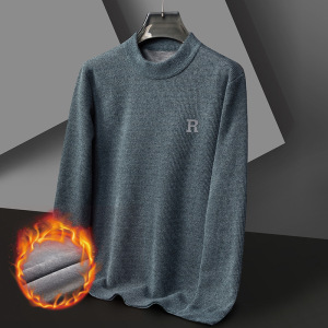 雪貂毛休闲细软针织衫半高领保暖加绒加厚雪貂青年字母简约打底衫