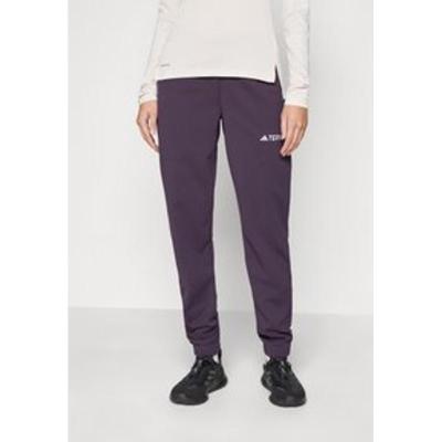 Adidas高弹力束脚运动裤女 hiking徒步休闲直筒九分健走裤雅黑