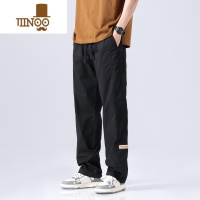 YANXU美式阔腿运动裤子男士薄款潮牌直筒宽松休闲长裤拼接工装裤
