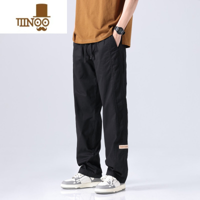 YANXU美式阔腿运动裤子男士薄款潮牌直筒宽松休闲长裤拼接工装裤