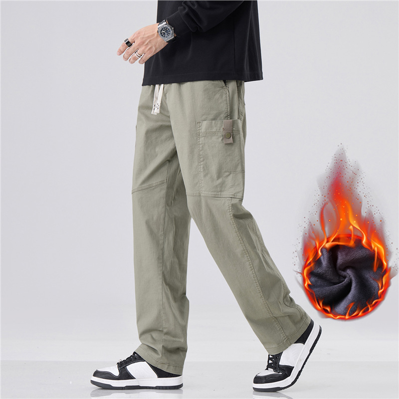 新款休闲裤男直筒宽松秋冬潮牌男士阔腿工装裤百搭加绒男