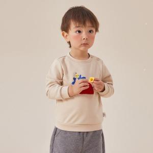 [好货直降:83.2]moomoo童装男童新春秋趣味卫衣春秋新款宝宝套头简约女童上衣