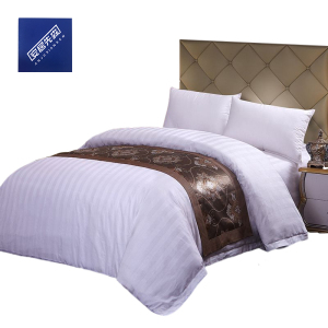 安居先森40加密全棉白色3公分缎条单人被套可定制 160*210cm(条)