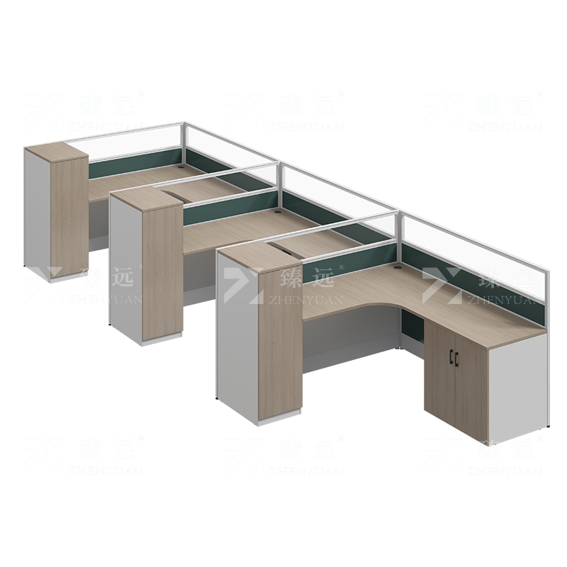 臻远ZYGW-161屏风工作卡位职员桌办公桌 F型三人位含衣柜床柜不含床