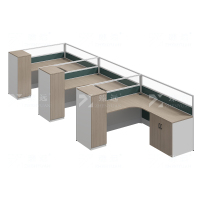 臻远ZYGW-161屏风工作卡位职员桌办公桌 F型三人位含衣柜床柜不含床