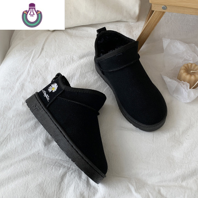 FISHBASKET雪地靴女2020年新款韩版短筒一脚蹬加厚加绒防滑保暖面包棉鞋靴子