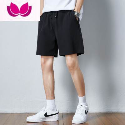七斓三分裤男潮牌夏季宽松黑色冰丝短裤男士薄款休闲速干跑步运动裤子