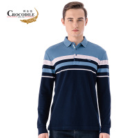 鳄鱼恤CROCODILE 男装秋季新品简约时尚条纹翻领长袖polo衫 顺丰发货 BA-53510