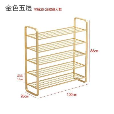 家柏饰(CORATED)北欧多层鞋架简易口轻奢家用鞋柜收纳大容量经济鞋子置物架 XJ001金色五层100长