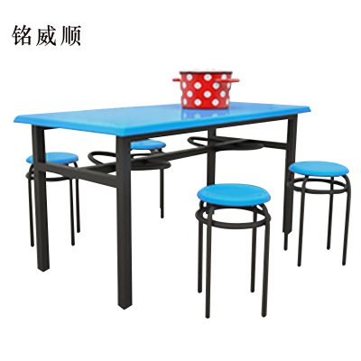 铭威顺玻璃钢冷轧钢餐桌学生食堂公司职员户外桌椅组合1.2米餐桌+4把椅