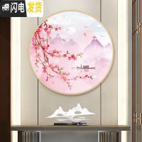 三维工匠十字绣客厅小幅2019新款线绣家用刺绣清新自然风十里桃花小件卧室 [3个一套]50*50cm丝线满绣3股