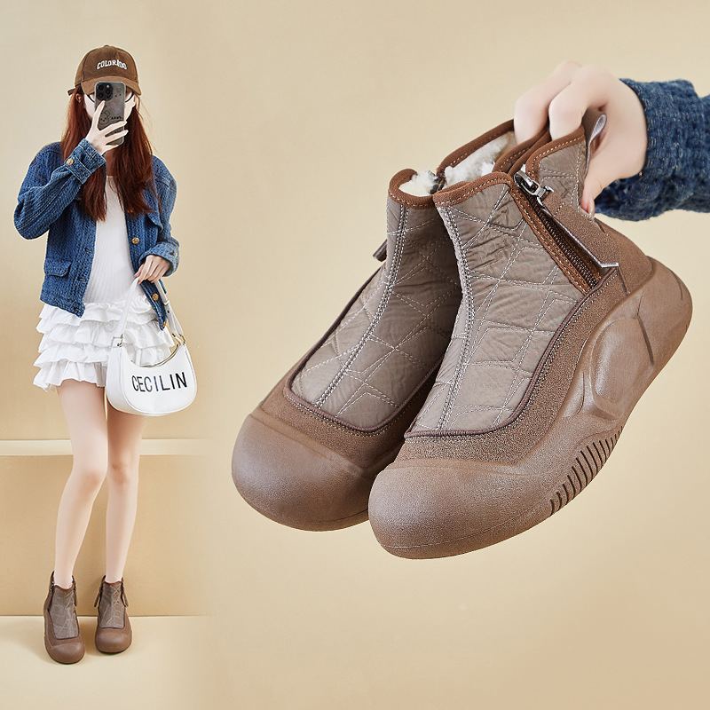 加绒高帮雪地靴女冬季新款学生ins韩版保暖休闲鞋增高_1_75