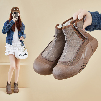 加绒高帮雪地靴女冬季新款学生ins韩版保暖休闲鞋增高_1_75