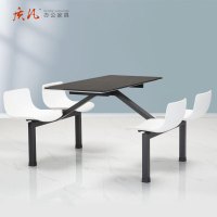 质凡食堂连体餐桌椅学校员工服务区4人餐桌连体快餐桌椅组合