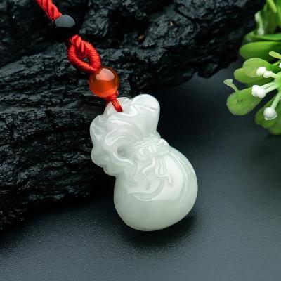 老庙黄金和田玉吊坠精致钱袋白玉挂件玉坠钱袋挂件