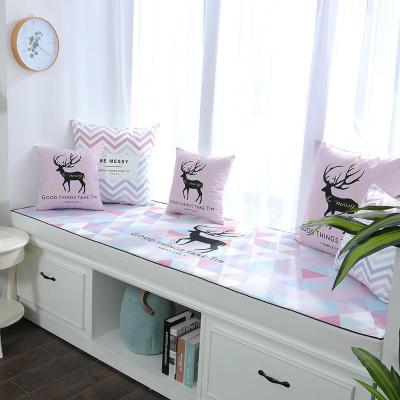 家柏饰(CORATED)鹿粉印花飘窗垫窗台垫定做简约现代沙发垫田园卧室榻榻米阳台 鹿粉 8cm飘窗垫