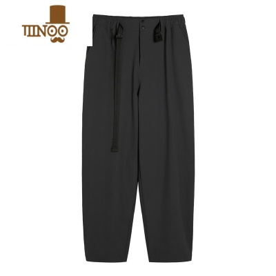 YANXU休闲裤轻薄新款简约百搭锥形垂感宽松直筒九分裤子男夏