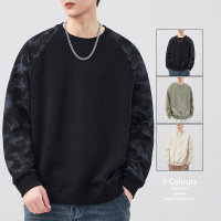 |秋季新款街潮男士卫衣拼色点缀套头休闲运动宽松卫衣男