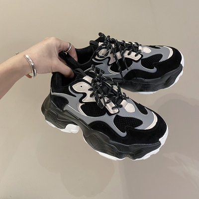 苏芈厚底增高老爹鞋女2021新款春季网红显脚小ins潮百搭拼色运动鞋