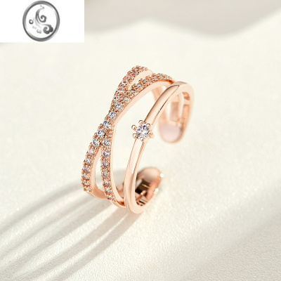 JiMi小众时尚多层叠戴戒指女开口戒可调节个性设计食指指环关节戒饰品