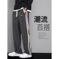 阔腿休闲裤子男士秋季新款运动卫裤男生宽松直筒潮流百搭条纹长裤
