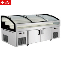 埃利斯冰台柜平台柜 冷藏展示柜点菜柜商用饭店烧烤菜品蓝光不锈钢冷冻冰台柜工作台铜管BT-A2.5-D2.5米