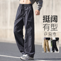 裤子男新款百搭早秋穿搭直筒休闲裤宽松显瘦户外男士抽绳垂感长裤