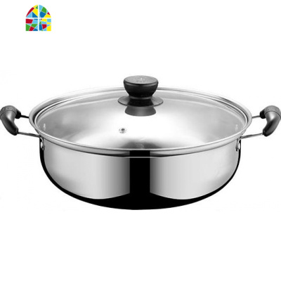 304不锈钢加厚汤锅具煤气电磁炉鸳鸯火锅盆家用双耳烧水煮锅燃气 FENGHOU 26CM多层底+盖送勺子