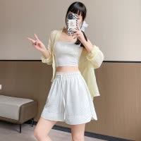 白色冰丝山本短裤女2025新款夏季薄款外穿宽松大码速干运动五分裤