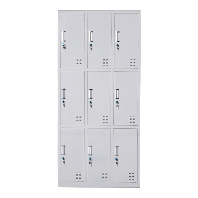 汉诺鑫威更衣柜员工铁皮柜健身房宿舍储物柜带锁存包柜收纳柜钢制九门更衣柜