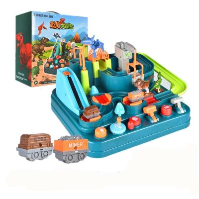 汽车大冒险小火车轨道车停车场玩具男玩具儿童男孩闯关车子恐龙大冒险（2小车+飞机）