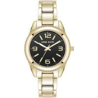 Anne Klein/安妮克莱因女士金属腕表日式石英黑盘金带双折扣防水