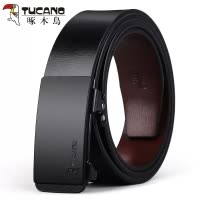 啄木鸟皮带男士真品无牙内穿自动扣腰带时尚商务无卡槽牛仔皮裤带