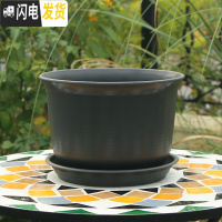 三维工匠加厚防陶瓷花盆绿萝吊兰专用大号塑料盆创意 个性北欧简约带托盘 B款深灰色 特大花盆容器