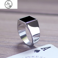 JiMi新款镜面黑玛瑙钛钢戒指男士高清反光看认牌扑克时尚近景魔术道具
