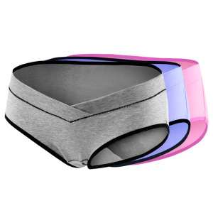 孕妇内裤低腰内衣托腹短裤产妇无痕大码U型三角裤头精梳棉_1