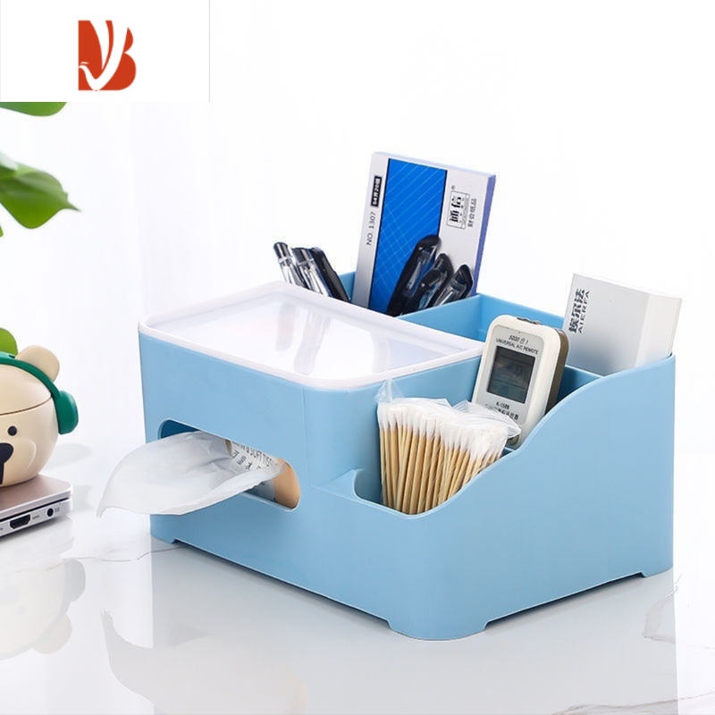 三维工匠桌面抽纸巾盒客餐厅茶几高颜值收纳整理升级多轻奢居家用简约 升级六格纸巾盒北欧蓝