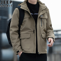 JEEP吉普男士多口袋工装夹克秋冬新款加绒加厚防寒保暖棉衣外套男