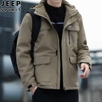 JEEP吉普男士多口袋工装夹克秋冬新款加绒加厚防寒保暖棉衣外套男