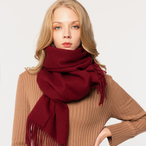 恒源祥纯羊毛大红色围巾女冬季2024新款本命年过年中国红围脖