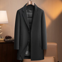 西装领双面呢羊毛大衣秋冬中长款羽绒脱卸内胆中青年加厚羊毛外套