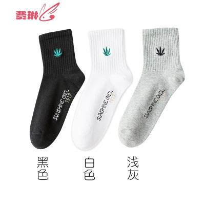 中筒袜子男士潮夏季吸汗透气薄款冬日系运动学院长袜纯色棉袜费琳