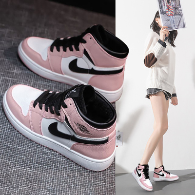 【直营特卖】aj女鞋高帮高乔洛蒂空军一号女aj1樱花粉运动板鞋女惠